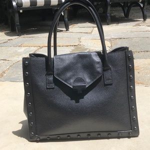 Black leather tote